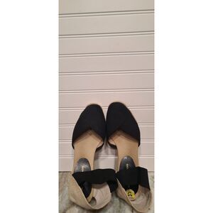 Adrienne Vittadini Black/Tan Wedge Espadrilles Size 9